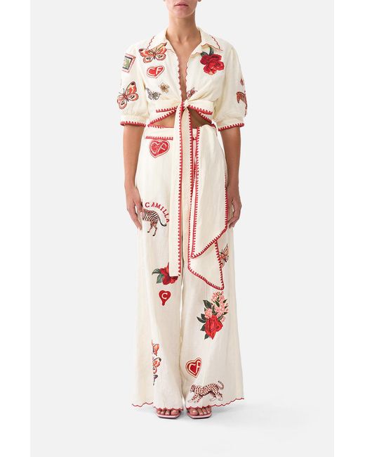 Camilla White Scarf Belt Wide Leg Pant High Class Hookah