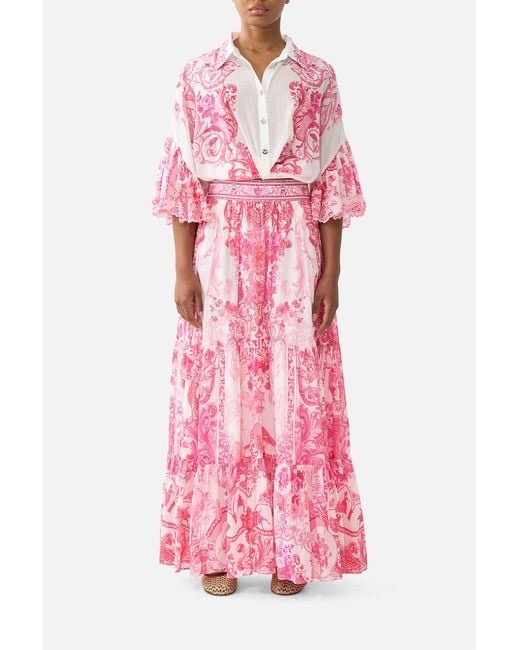 Camilla Pink High Waisted Tiered Skirt Livin La Vida Rosa
