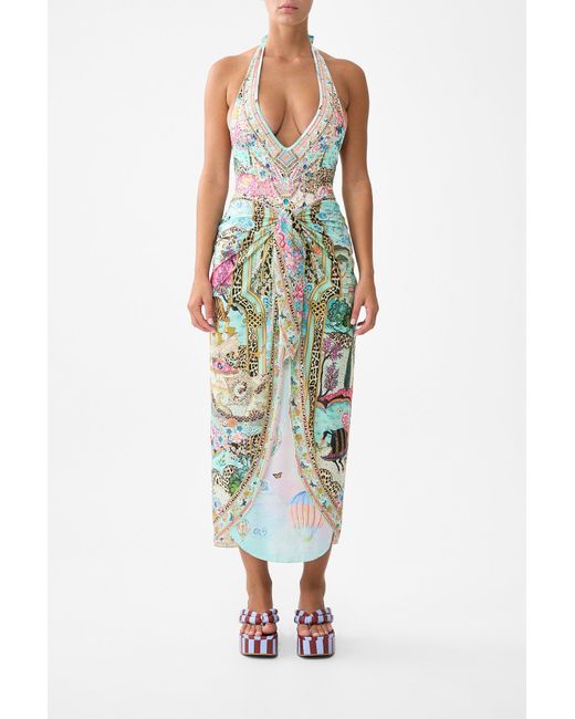 Camilla Blue Layered Maxi Sarong With Tie Front Miniature Moments