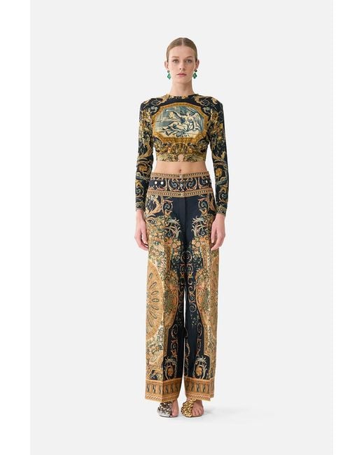 Camilla Metallic Tailored Pant With Waist Button Detail Museum Memoirs