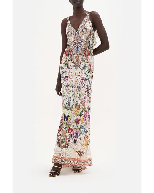 Camilla Silk V Neck Full Length Bias Slip Dress Queens Bee Hive Lyst