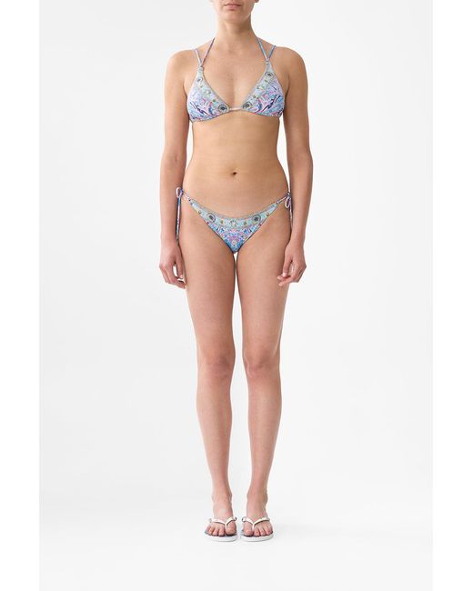 Camilla Blue Multi Strap Tie Tri Bikini Set W Ring Trims Footsteps