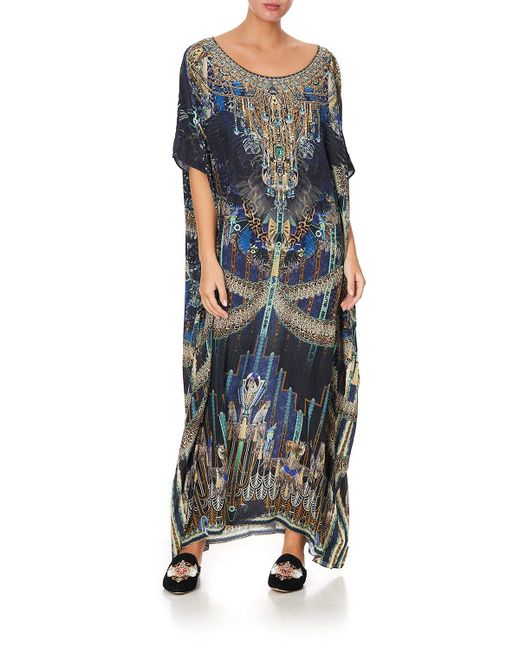 Camilla Silk Round Neck Kaftan Dripping 