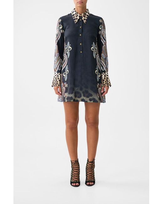Camilla Black Mini Shirt Dress Istanbul Animalia
