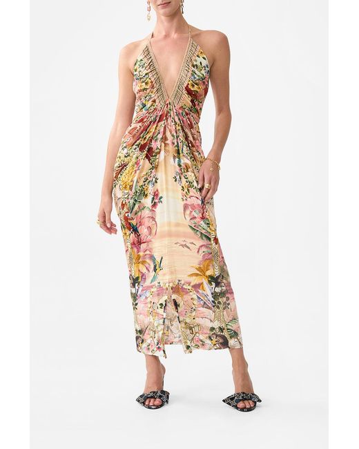 Camilla White V Neck Gathered Jersey Dress Welcome To The Lotus