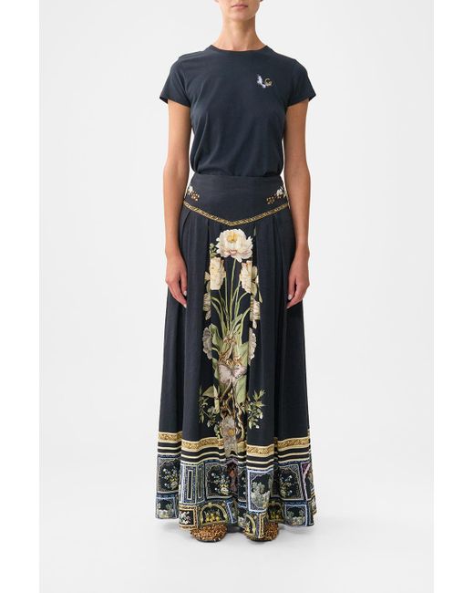 Camilla Blue Corset Waist Maxi Skirt Ottoman Elegance