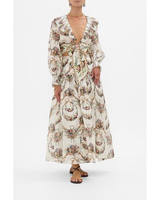 Camilla White Fitted Waist Gathered Skirt With Lining Dressing Room Drama