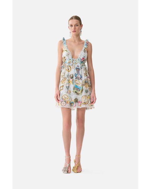 Camilla White Curved Hem Ruffle Dress Art For The Artisans