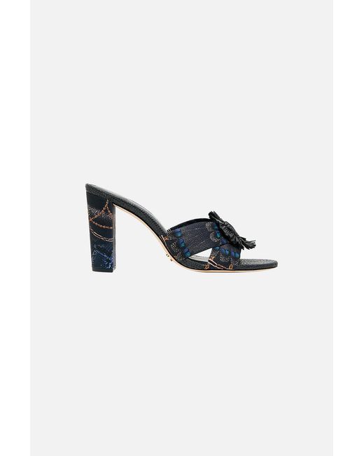 Camilla Black Azra Printed Raffia Mule Heel Song Of The Solstice
