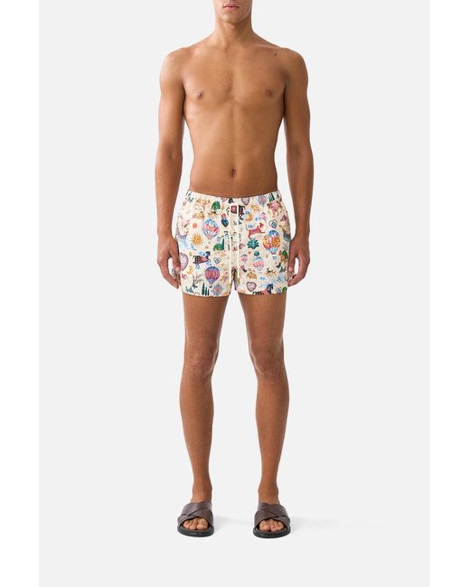 Camilla White Short Length Boardshort With Elastic Waist Kapadokya Kitsch for men