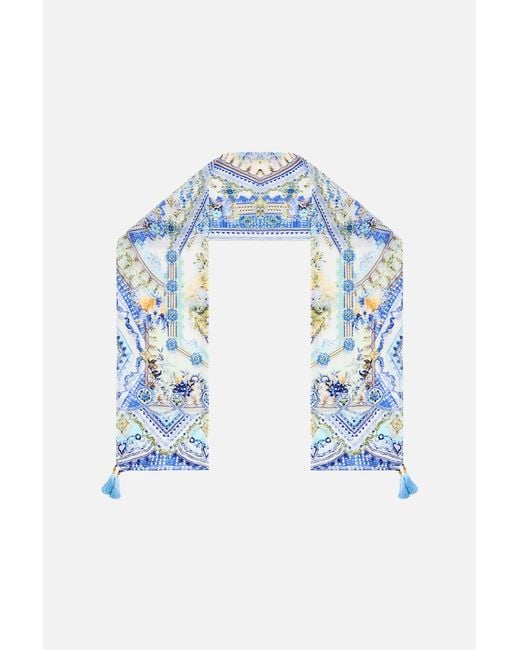 Camilla Blue Long Silk Crinkle Chiffon Scarf My Homespun Heart