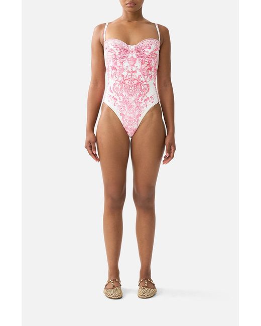 Camilla Pink Ruched Cup Underwire One Piece Livin La Vida Rosa