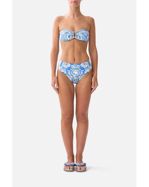 Camilla Blue Bandeau Bikini Top With U Ring Front Trim Ottoman Opulence