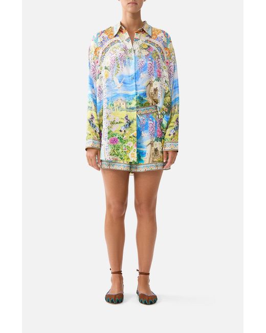 Camilla Blue Collared Shirt With Side Buttons Navàs Nouveau
