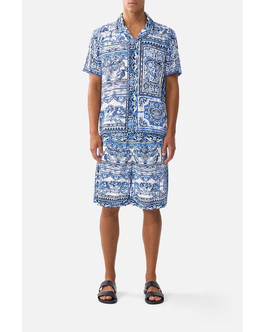 Camilla Blue Baggy Long Walk Short With Elastic Waist A Tiled Wonderland for men
