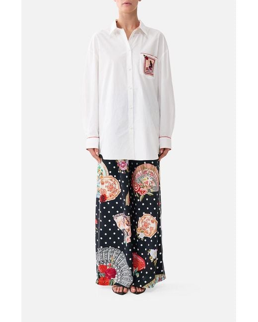 Camilla White Long Sleeve Oversized Shirt With Pocket Daughters Of Duende
