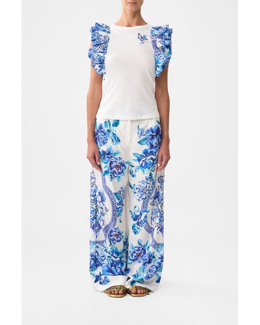Camilla Blue Double Frill Sleeve Tee A Ceramic Garden