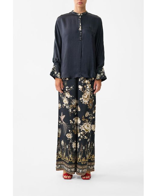 Camilla Blue Relaxed Placket Detail Shirt Flamenco Folklore