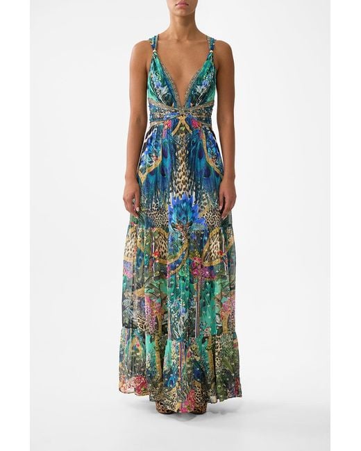 Camilla Green Bead Strap Gathered Panel Dress Animal Alchemy