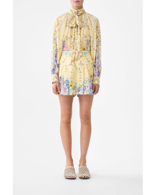 Camilla Yellow Detachable Pussy Bow Raglan Blouse Darling Buds