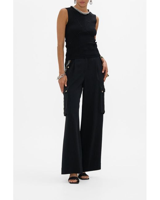 Camilla Black Sleeveless Knit Tank Top Cartouche Kingdom