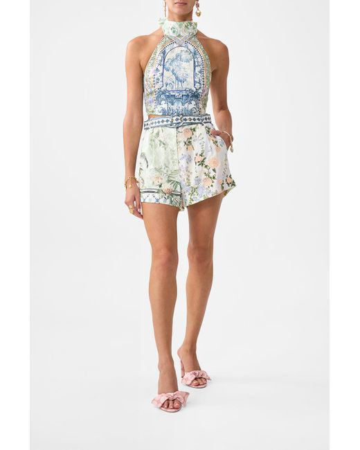 Camilla Multicolor Tuck Front Short Jardim Party