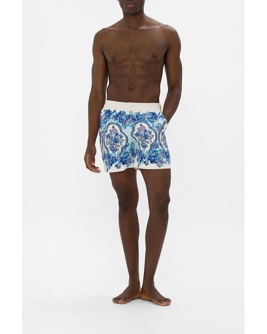 Camilla Blue Mid Length Boardshort With Fixed Waist A Ceramic Garden for men