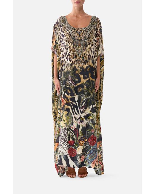 Camilla Multicolor Round Neck Kaftan Leotigra Land