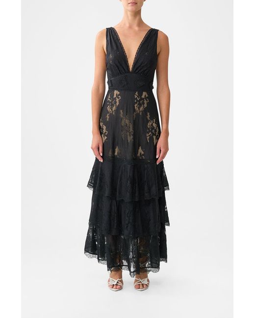 Camilla Black Tiered Ruffle Hem Dress Ottoman Elegance