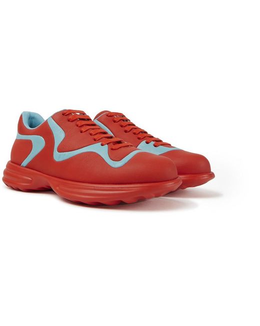 Camper Red And Turquoise Leather Lace-up Sneakers