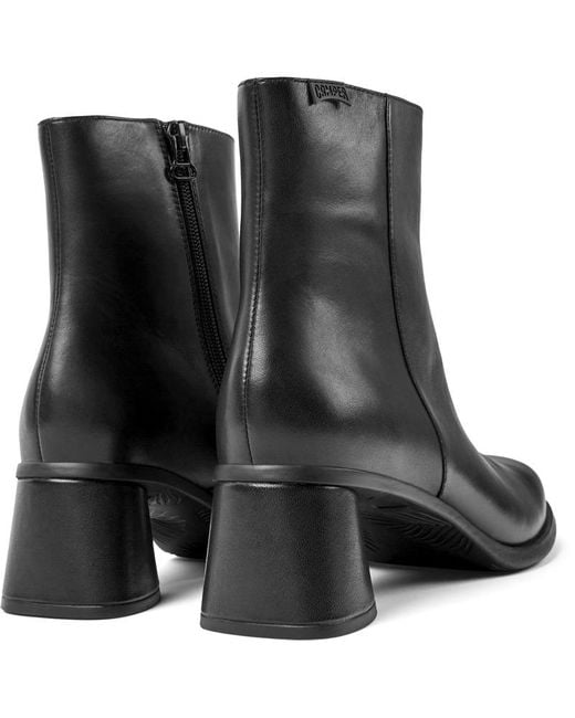 Camper Black Kiara Leather Zip Bootie