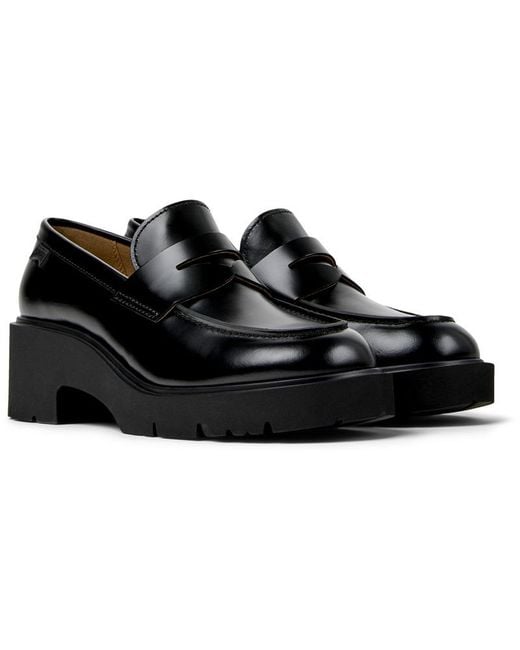 Camper Black Leather Loafers