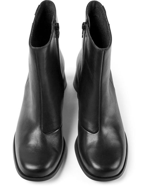 Camper Black Kiara Leather Zip Bootie