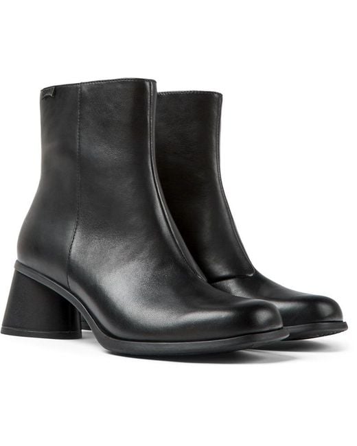 Camper Black Kiara Leather Zip Bootie