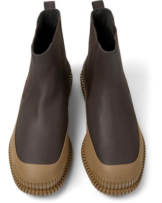 Camper Brown Cushioned Chelsea Leather Booties for men