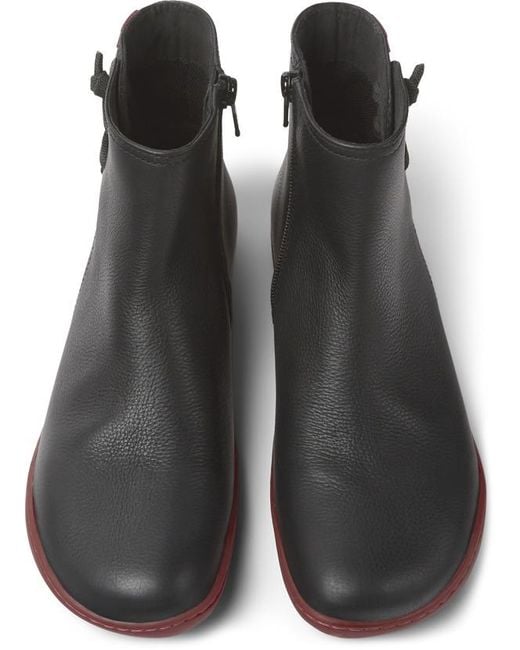 Camper Black Leather Ankle Boots