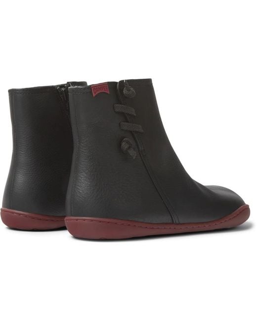 Camper Black Leather Ankle Boots
