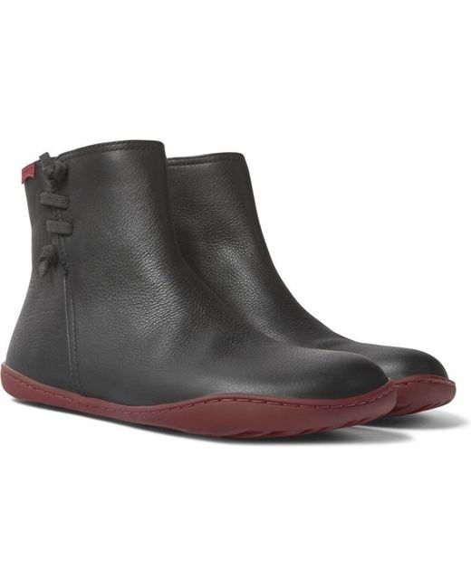 Camper Black Leather Ankle Boots