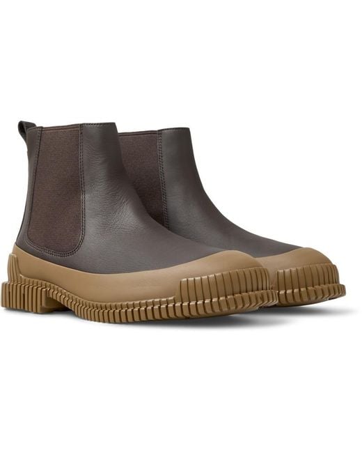 Camper Brown Cushioned Chelsea Leather Booties for men