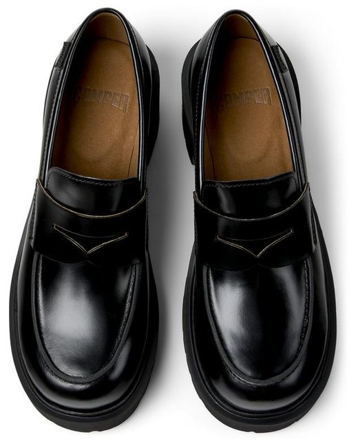 Camper Black Leather Loafers