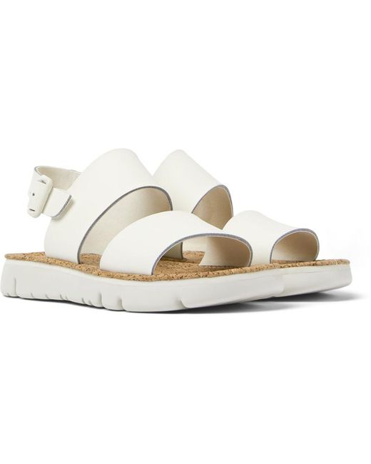 camper white sandals