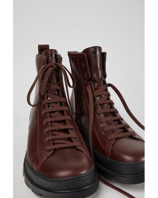 Camper Bordeaux Leren Veterboots in het Bruin voor heren - Lyst