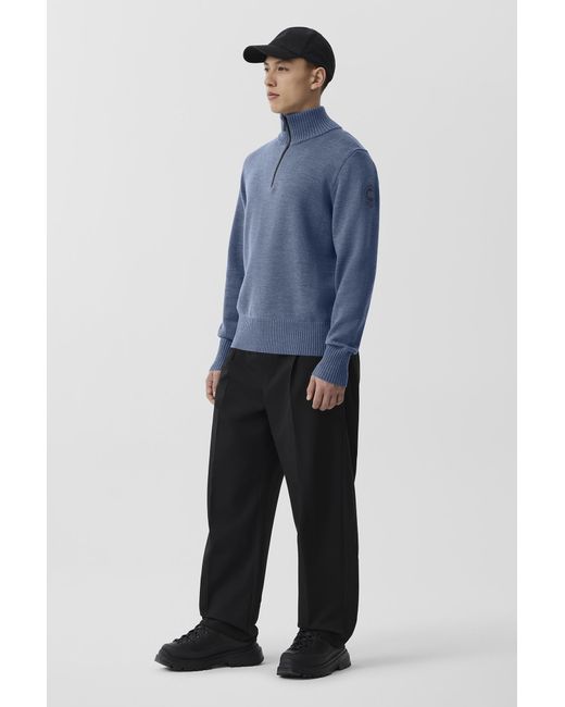 Canada Goose Blue Rosseau ¼ Zip Sweater (, Ozone Heather, Xs) for men