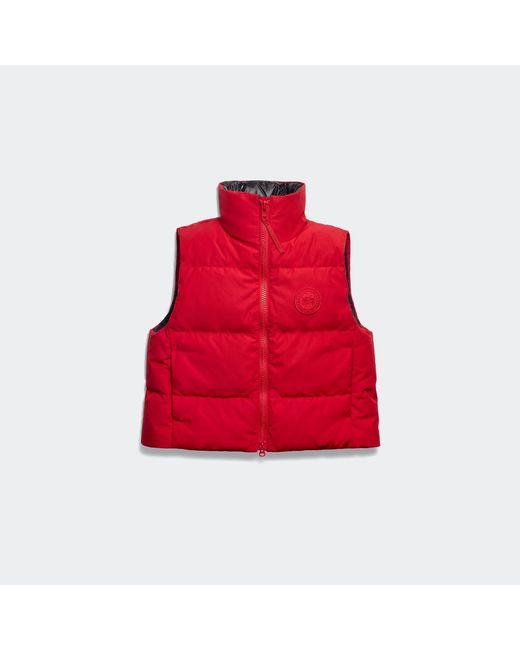 Canada Goose Red Grandview Cropped Vest Tonal Disc