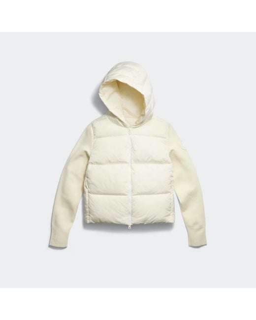 Canada Goose White Hybridge® Wide Quilt Knit Hoodie Tonal Disc