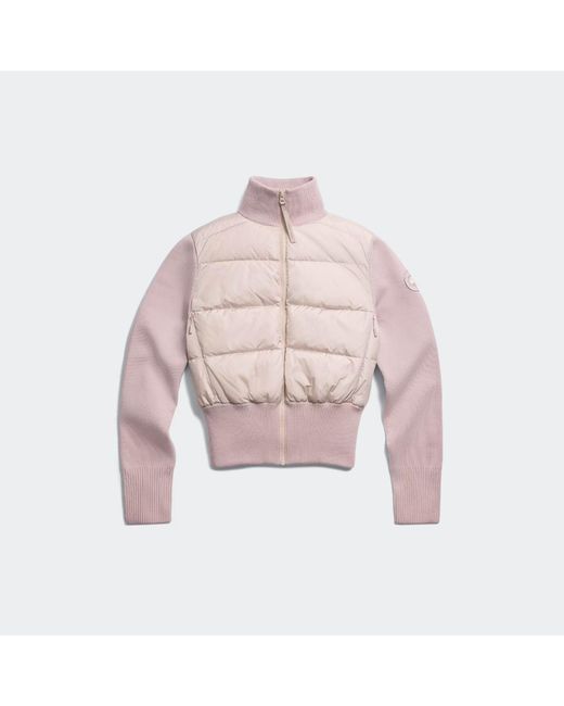 Canada Goose Pink Hybridge Wide Quilt Knit Jacket Tonal Disc