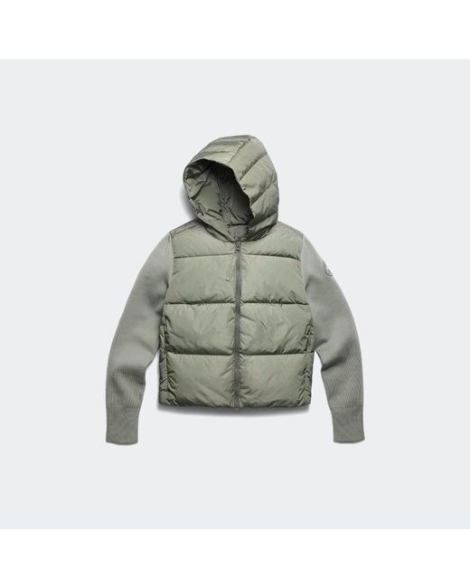 Canada Goose Green Hybridge Wide Quilt Knit Hoodie Tonal Disc