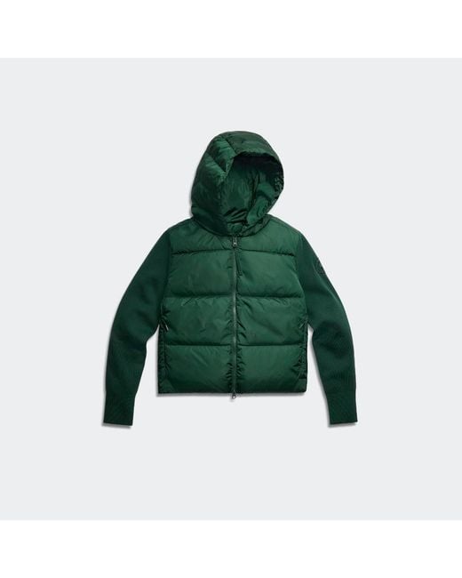 Canada Goose Green Hybridge Wide Quilt Knit Hoodie Tonal Disc
