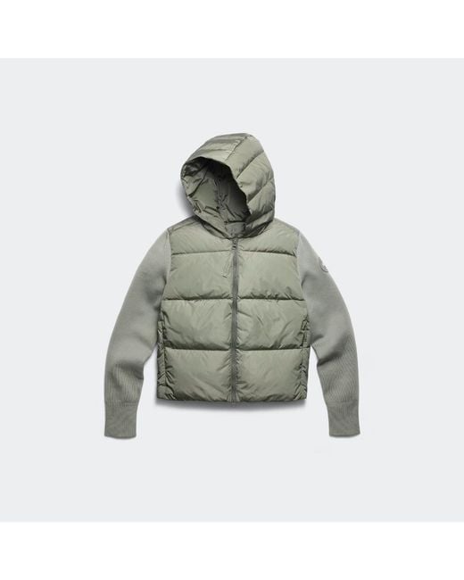 Canada Goose Green Hybridge Wide Quilt Knit Hoodie Tonal Disc