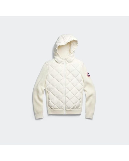 Canada Goose White Hybridge Quilted Knit Hoodie